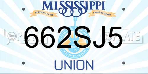 662SJ5 Mississippi License Plate