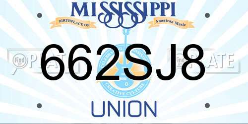662SJ8 Mississippi License Plate