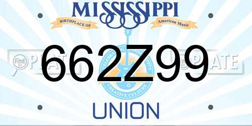 662Z99 Mississippi License Plate