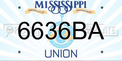 6636BA Mississippi License Plate