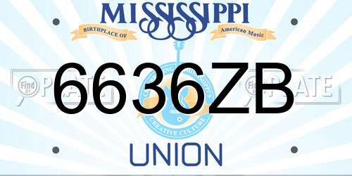 6636ZB Mississippi License Plate