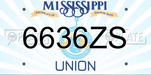 6636ZS Mississippi License Plate