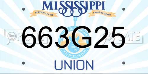 663G25 Mississippi License Plate