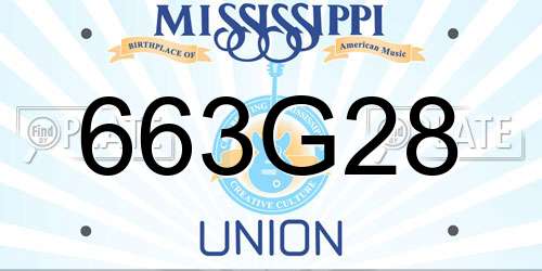 663G28 Mississippi License Plate