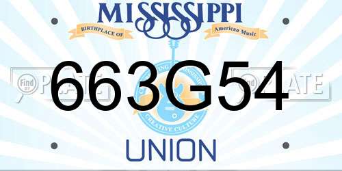 663G54 Mississippi License Plate