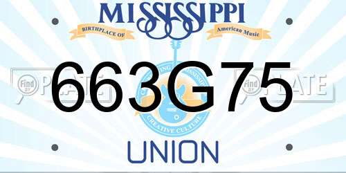 663G75 Mississippi License Plate