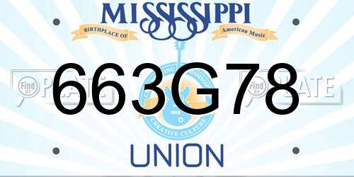 663G78 Mississippi License Plate