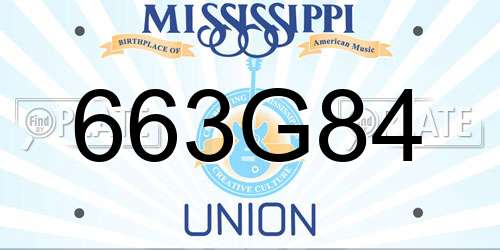 663G84 Mississippi License Plate