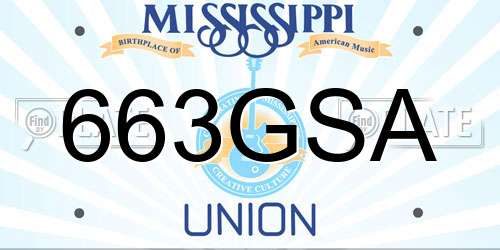 663GSA Mississippi License Plate