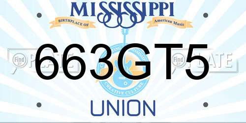 663GT5 Mississippi License Plate