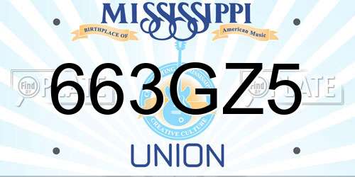 663GZ5 Mississippi License Plate