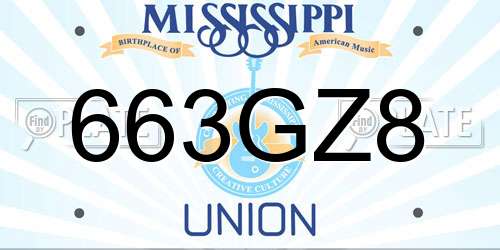 663GZ8 Mississippi License Plate
