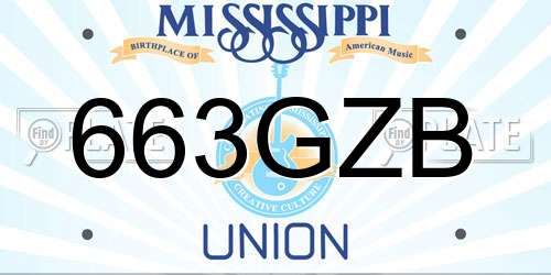 663GZB Mississippi License Plate