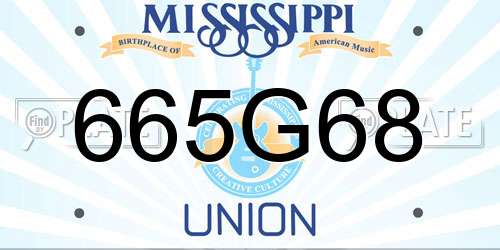 665G68 Mississippi License Plate