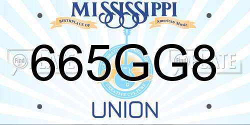 665GG8 Mississippi License Plate