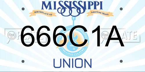 666C1A Mississippi License Plate