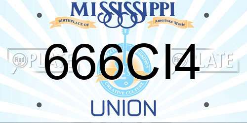 666CI4 Mississippi License Plate