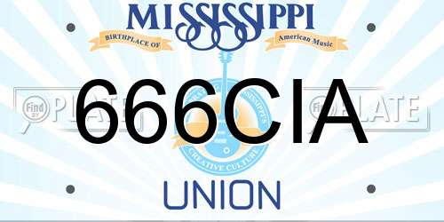 666CIA Mississippi License Plate