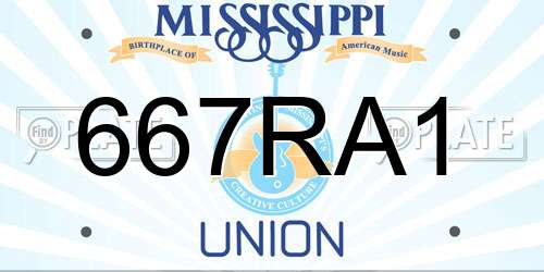 667RA1 Mississippi License Plate