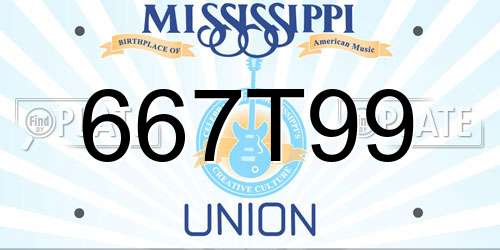 667T99 Mississippi License Plate