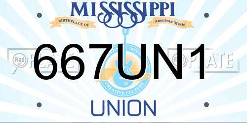 667UN1 Mississippi License Plate