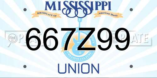 667Z99 Mississippi License Plate