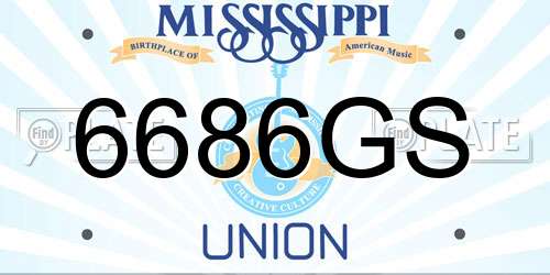 6686GS Mississippi License Plate