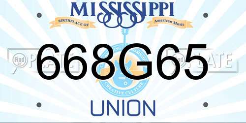 668G65 Mississippi License Plate