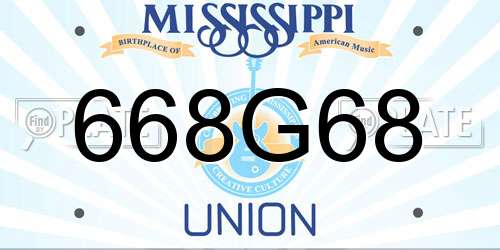 668G68 Mississippi License Plate