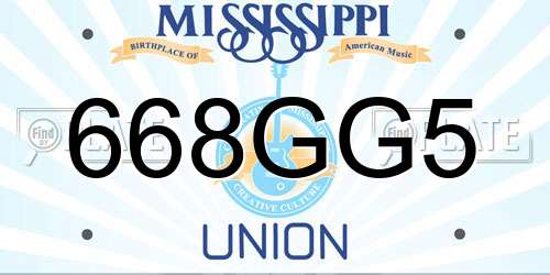 668GG5 Mississippi License Plate
