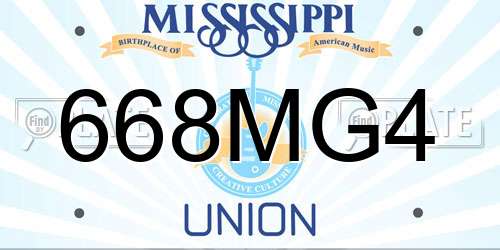 668MG4 Mississippi License Plate