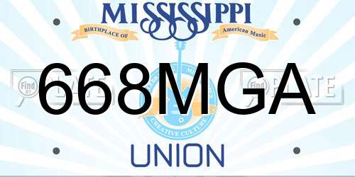 668MGA Mississippi License Plate