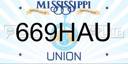 669HAU Mississippi License Plate