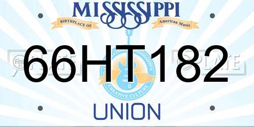 66HT182 Mississippi License Plate