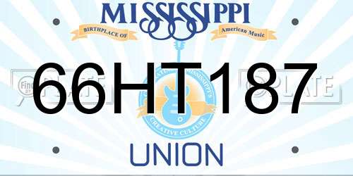 66HT187 Mississippi License Plate