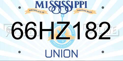 66HZ182 Mississippi License Plate