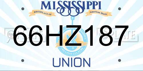 66HZ187 Mississippi License Plate