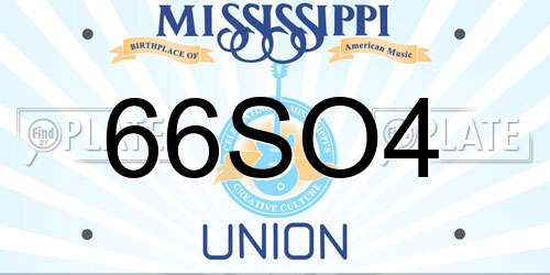 66SO4 Mississippi License Plate