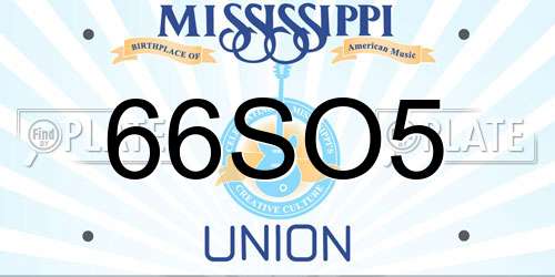 66SO5 Mississippi License Plate