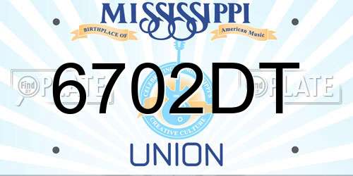 6702DT Mississippi License Plate