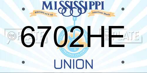 6702HE Mississippi License Plate
