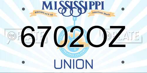 6702OZ Mississippi License Plate