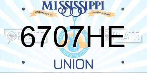 6707HE Mississippi License Plate