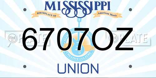6707OZ Mississippi License Plate