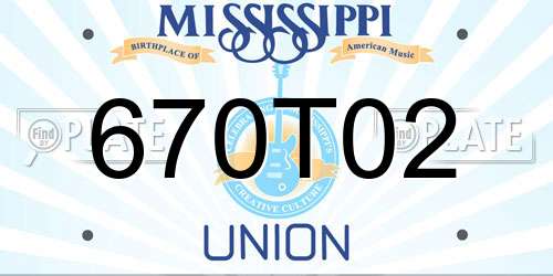 670T02 Mississippi License Plate