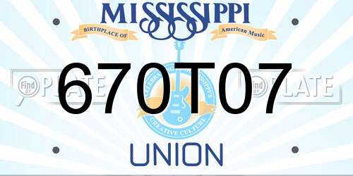 670T07 Mississippi License Plate