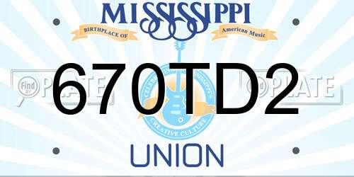 670TD2 Mississippi License Plate