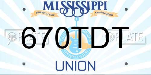 670TDT Mississippi License Plate