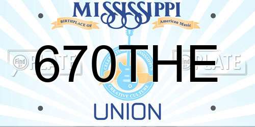 670THE Mississippi License Plate