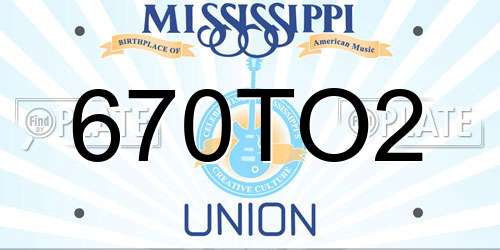 670TO2 Mississippi License Plate